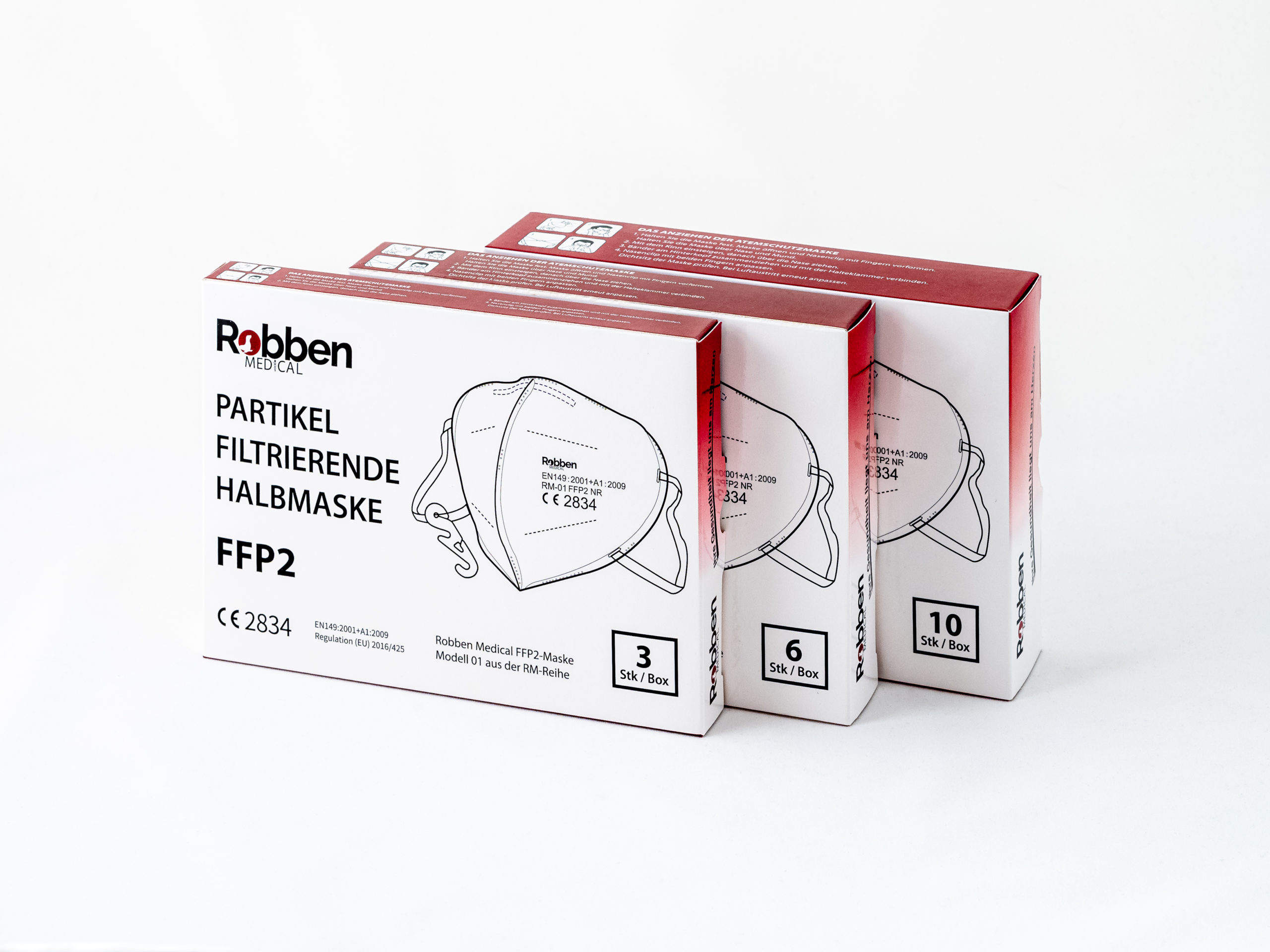 Abbildung der Verpackung der Robben Medical FFP2 Masken